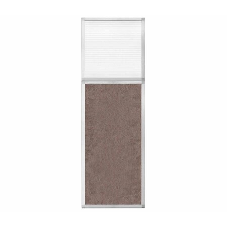 Versare Hush Panel Configurable Cubicle Partition 2' x 6' W/ Window Latte Fabric Clear Fluted Window 1852213-1